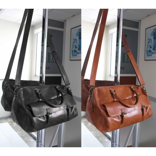 Large leather travel bag 28x49x24 cm DECOX