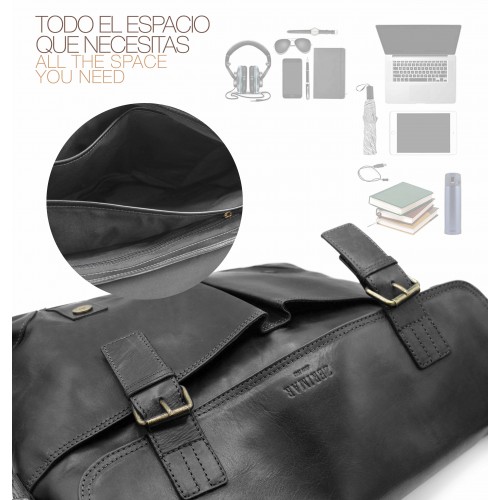 Multi-space leather briefcase 29x43x9 cm ROBE