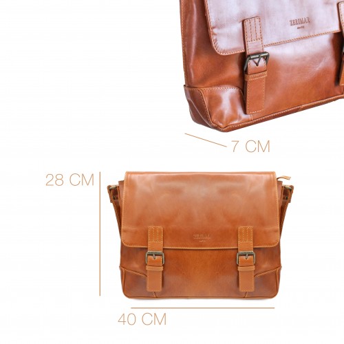 Multi-space leather briefcase 28x40x7 cm REDUCTIO