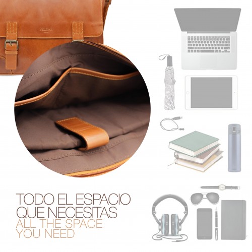 Multi-space leather briefcase 28x40x7 cm REDUCTIO