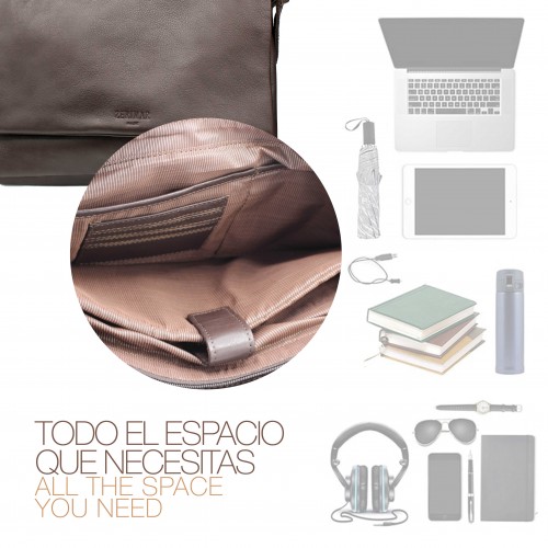 Multi-space leather briefcase 26x36x6 cm VALS