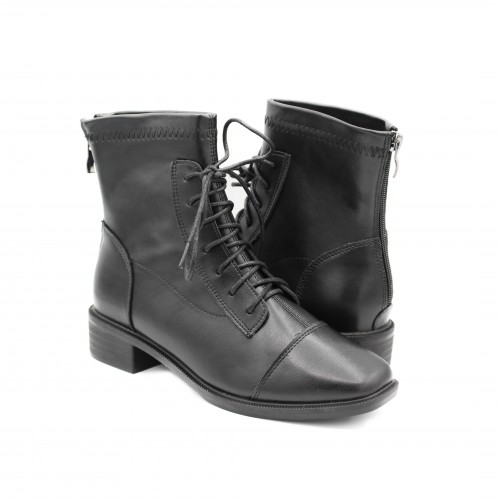 Square toe lace-up boots...