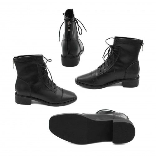 Square toe lace-up boots...