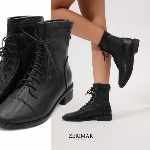 Square toe lace-up boots model LIBBY