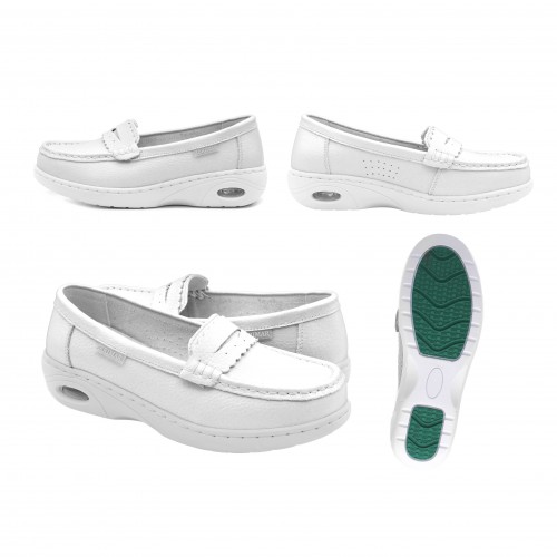 Leather moccasins with air chamber and comfort insole