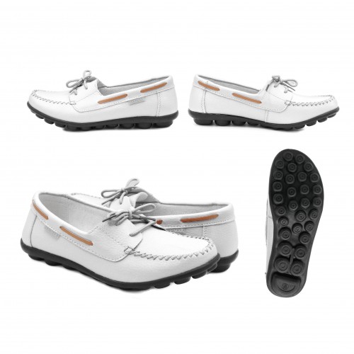 Leather loafers with laces and black sole