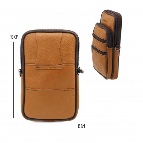Leather shoulder bag with handle and belt detail 10x8 cm
