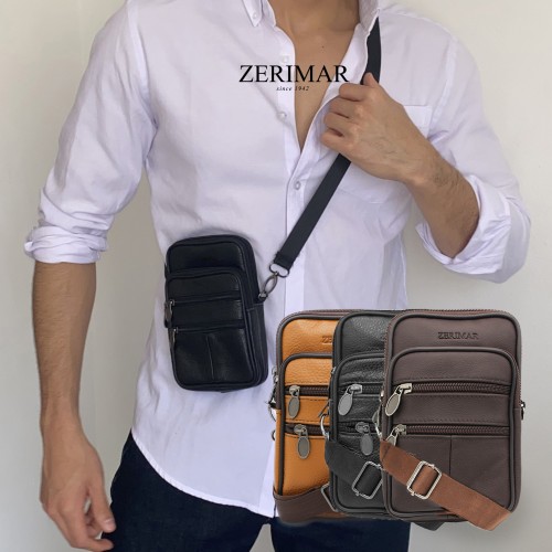 Leather shoulder bag with handle and belt detail 10x8 cm