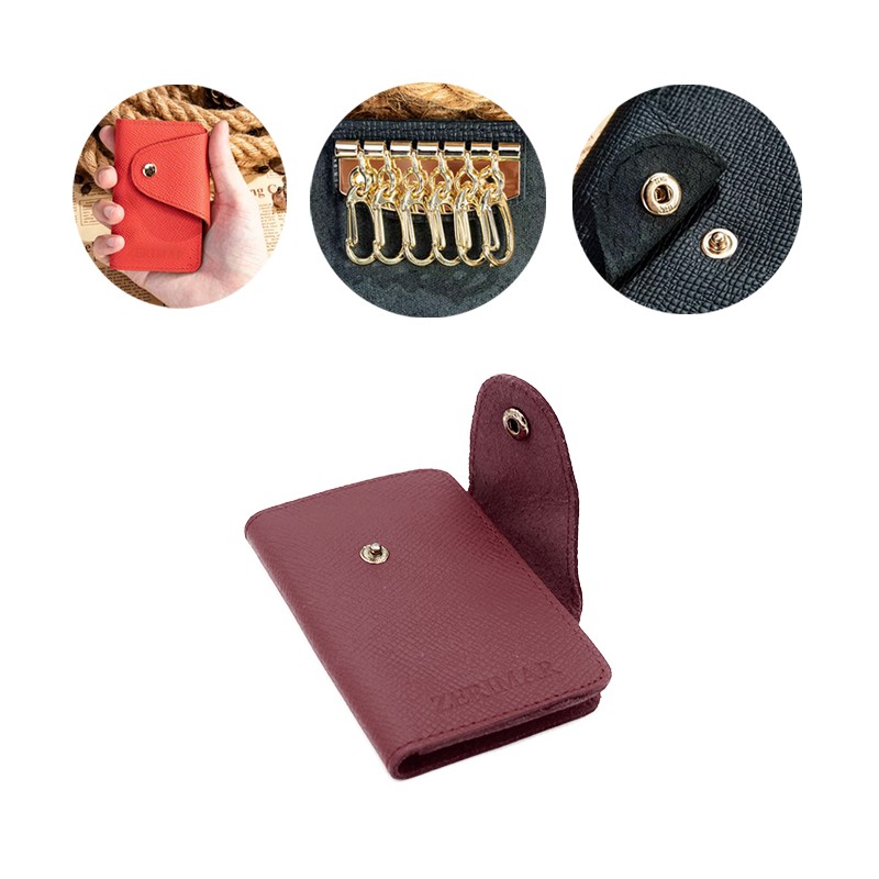 Leather key holder with card holder 10x6.5 cm
