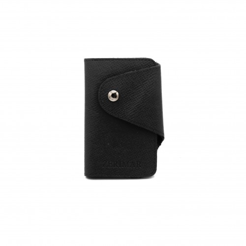Leather key holder with card holder 10x6.5 cm