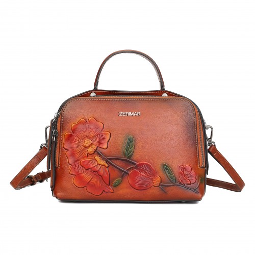 Engraved leather bag with...