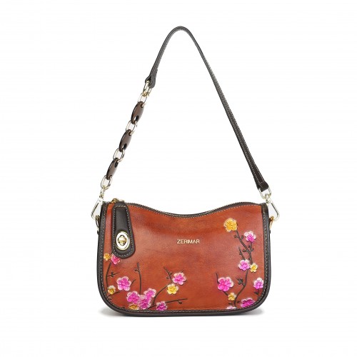 Embossed leather bag with...