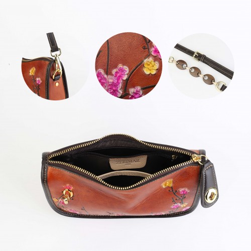 Embossed leather bag with short adjustable handle 22x15x8 cm BOKETTO
