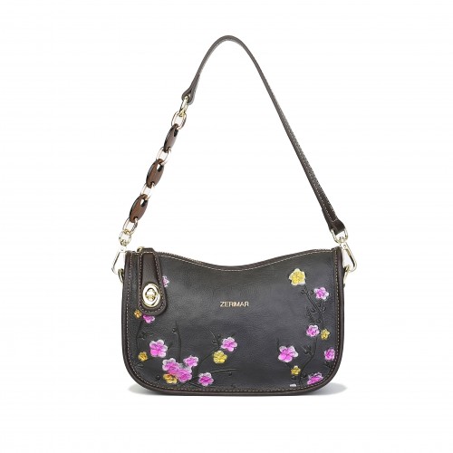 Embossed leather bag with short adjustable handle 22x15x8 cm BOKETTO