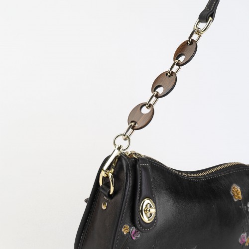 Embossed leather bag with short adjustable handle 22x15x8 cm BOKETTO