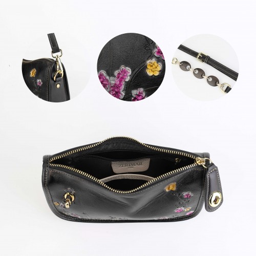 Embossed leather bag with short adjustable handle 22x15x8 cm BOKETTO