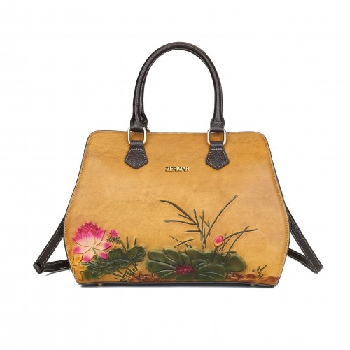 Engraved leather bag with...