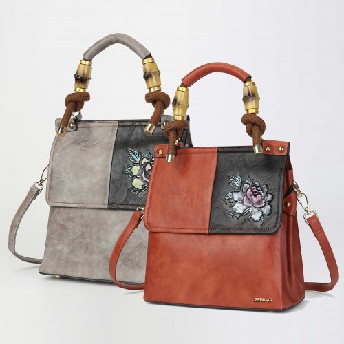 Engraved leather bag with double handle 27x26x12 cm HORIZON
