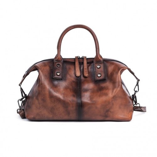Leather bag with double...