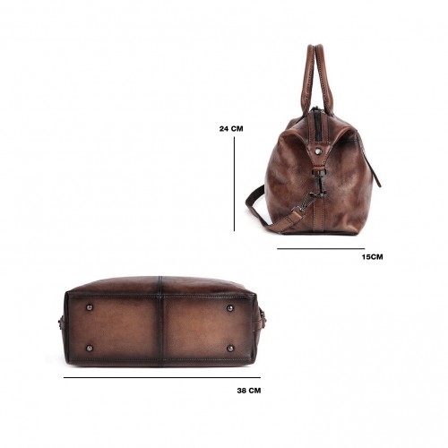 Leather bag with double...