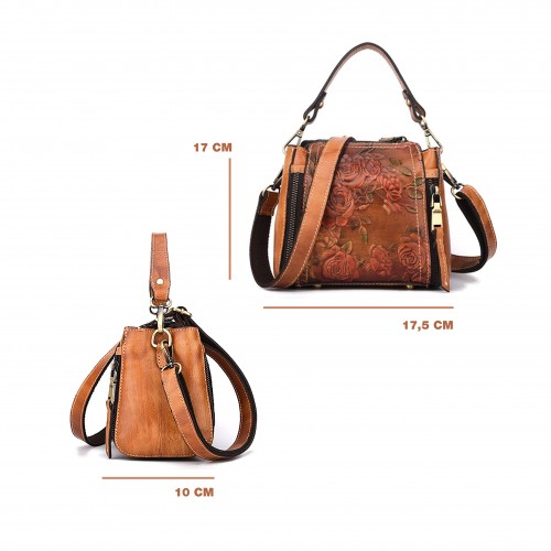 Leather bag with double...