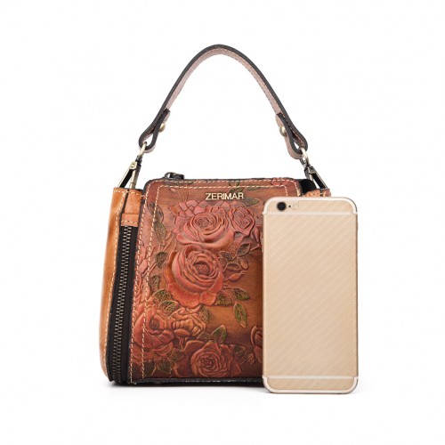 Leather bag with double handle 19,5x17x8 cm ENRO