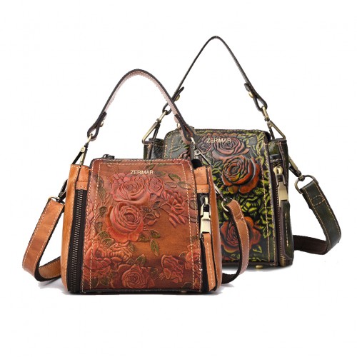 Leather bag with double handle 19,5x17x8 cm ENRO