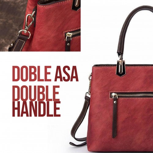 Leather bag with double handle 28x21x11 cm ROSES