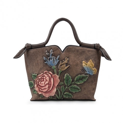 Leather bag with double...