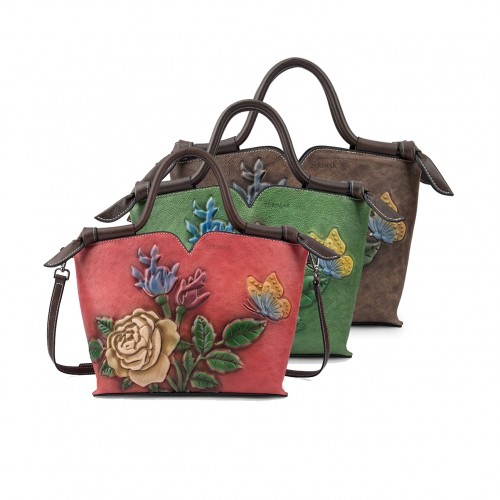 Leather bag with double handle 30x21x12 cm FLORES