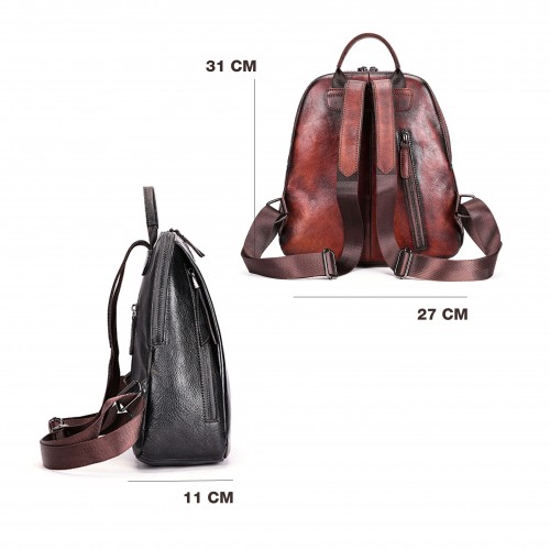 Leather backpack with...