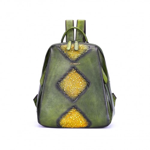 Leather backpack with zippers 26x31x11 cm VUELVE