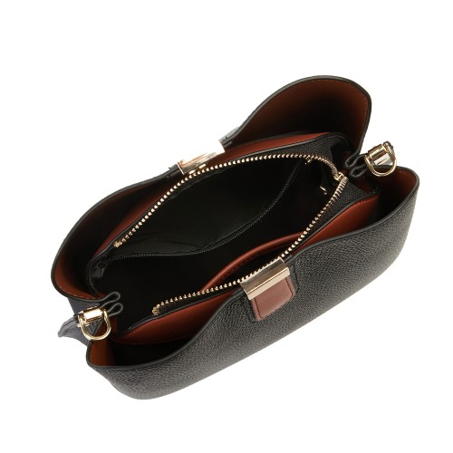 Leather bag with zipper closure 22x18x11 cm WHITEN