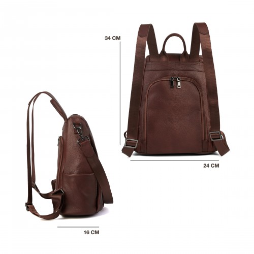 Leather backpack with...