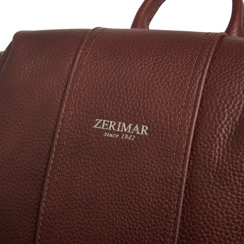 Leather backpack with zippers 24x34x16 cm CACAO