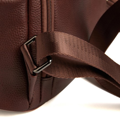 Leather backpack with zippers 24x34x16 cm CACAO