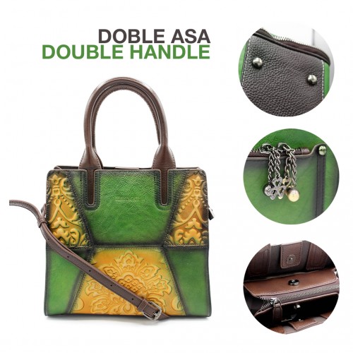 Double-handle leather bag 24x23x8 cm ETANBA