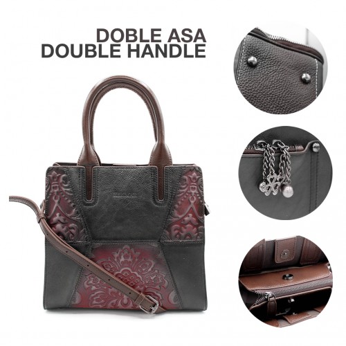 Double-handle leather bag 24x23x8 cm ETANBA