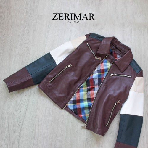 Multicolored leather jacket TAIR model