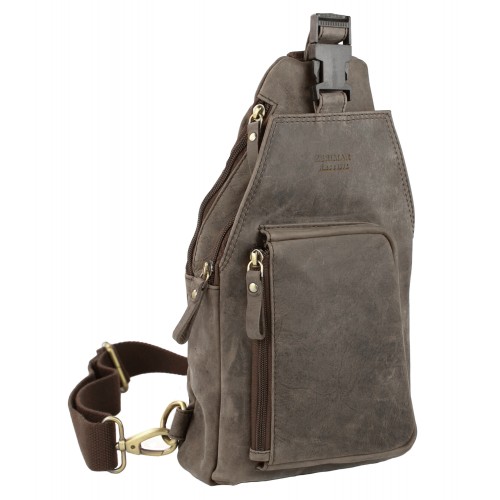 Leather shoulder bag PATER 16x34x9 cm