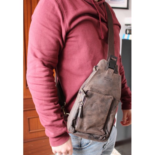 Leather shoulder bag PATER 16x34x9 cm