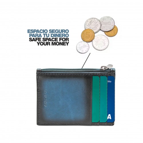 Leather card holder with zipper DEGRA model 8x11 cm