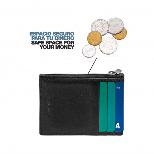 Leather card holder with zipper DEGRA model 8x11 cm