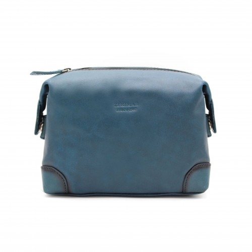 Leather toiletry bag with...