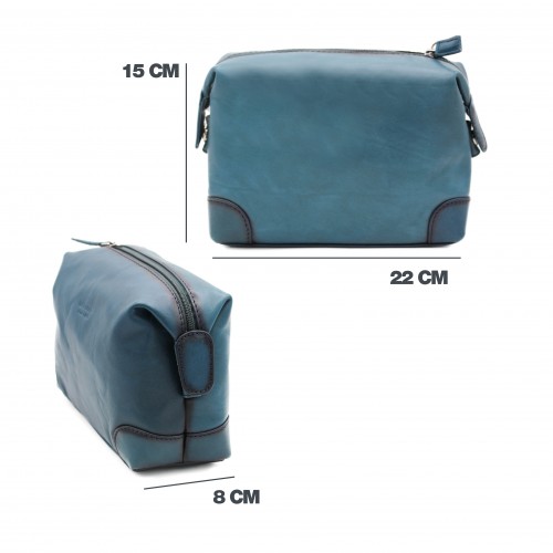 Leather toiletry bag with...