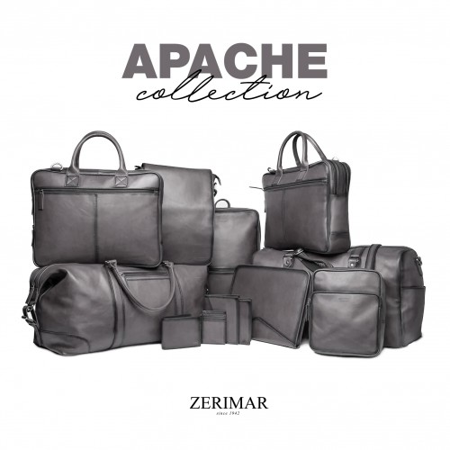 Leather toiletry bag with zipper 15x22x8 cm OCEAN&APACHE