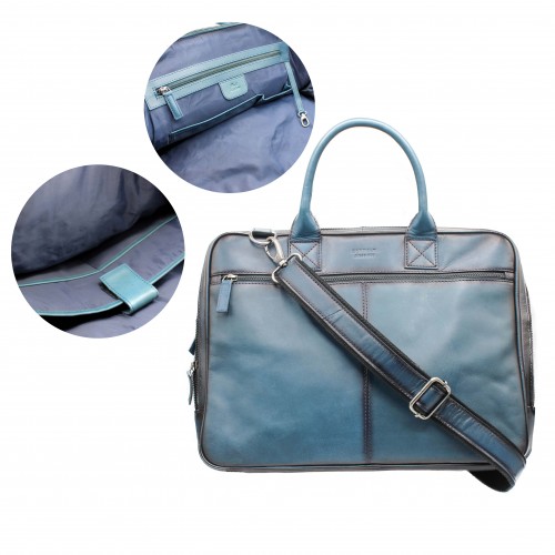 Multi-space leather briefcase 30x40x8,5 cm OCEAN&APACHE