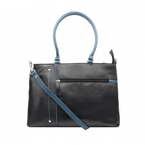 Leather bag with double...