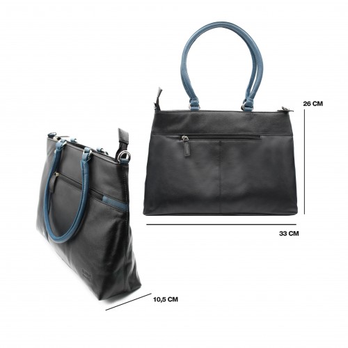 Leather bag with double...