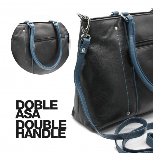 Leather bag with double handle 26x33x10,5 cm NIGHTE
